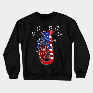 4th July Euphonium American Flag Brass Musician Crewneck Sweatshirt